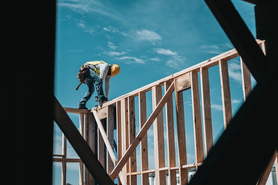 Contractor framing a new deck on a Hardin County, Tennessee home