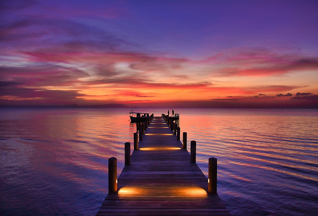 Dock on Pickwick Lake at sunset