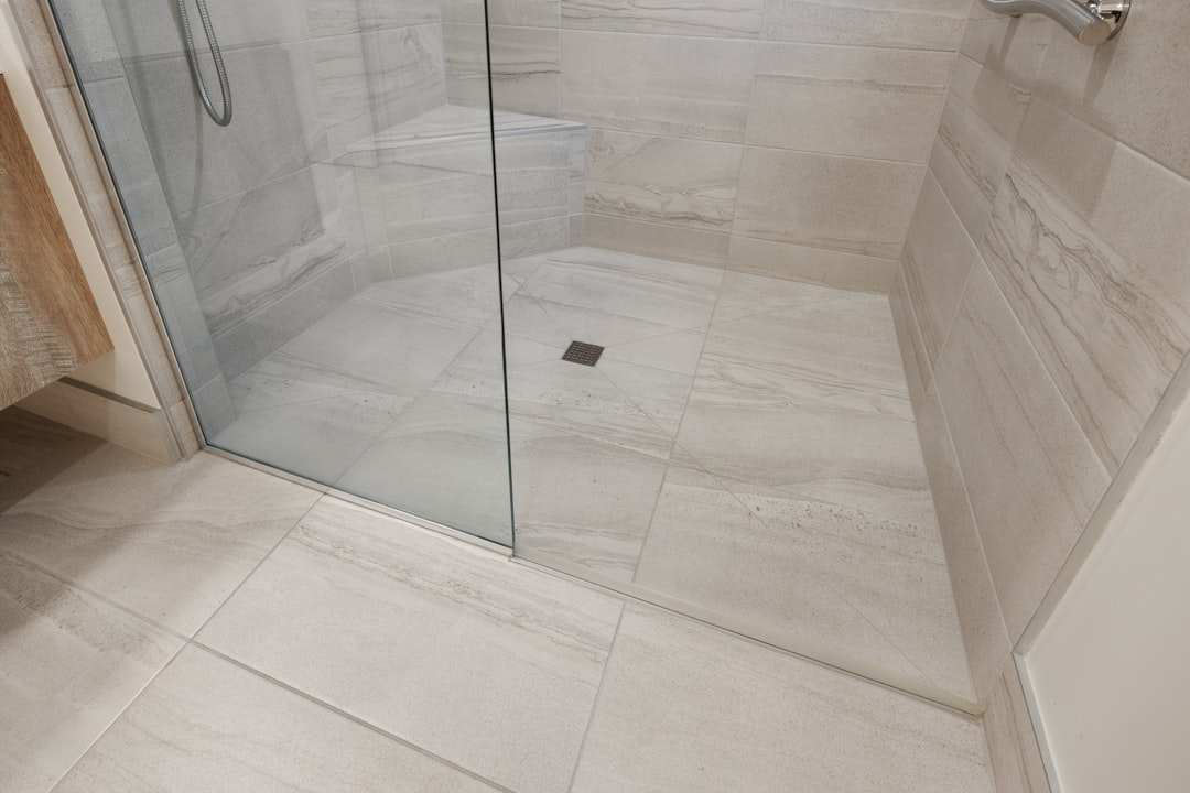 Tiled walk-in shower after a bathroom remodel